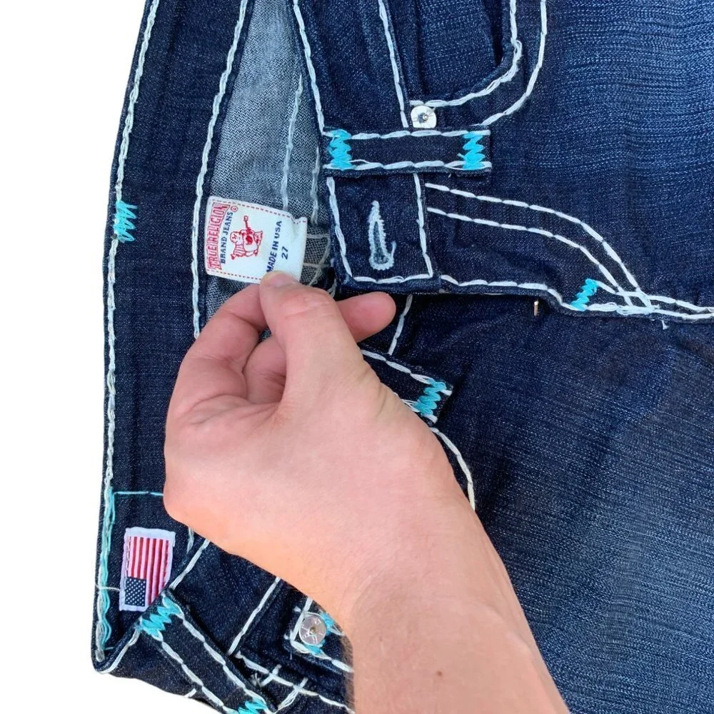 Vintage True Religion Jeans Size 27 BILLY SUPER T RARE BLUE STITCH - Picture 5 of 7